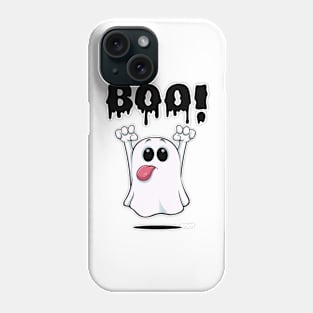 Adorable Ghost with a Playful 'BOO': Halloween Cuteness Unleashed Phone Case