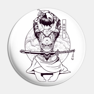 Kitsune Fury - Black and White version Pin