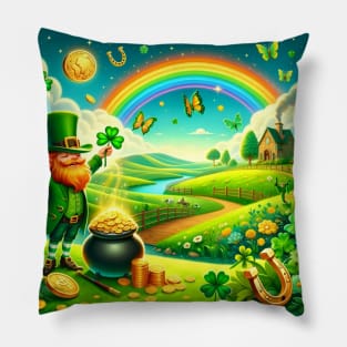 Enchanted Irish Countryside St. Patrick's Day Illustration Pillow