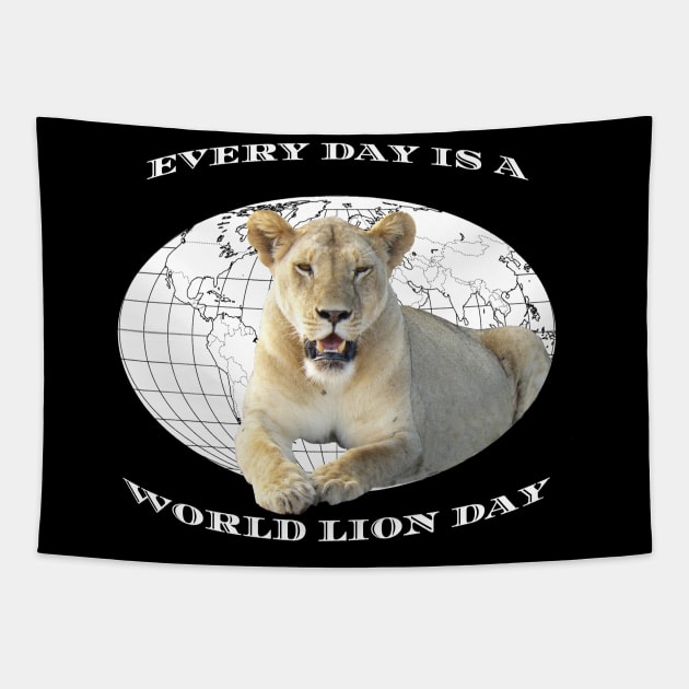 Every Day Is A Word Lion Day Tapestry by T-SHIRTS UND MEHR