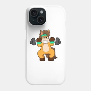 Horse as Bodybuilder with Barbell Phone Case