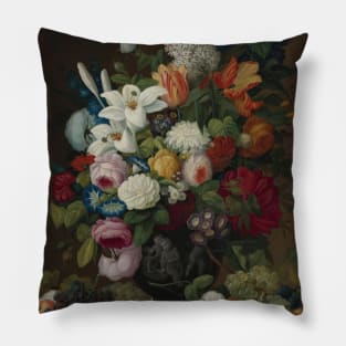 Still Life With Flowers And Fruit by Severin Roesen Pillow