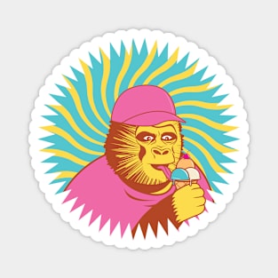 Gorilla with triple flavors ice cream Magnet