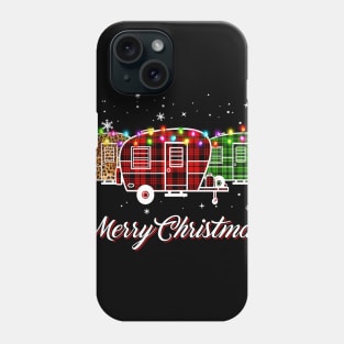 Merry Christmas Leopard Red Green Plaid Camper Xmas Phone Case