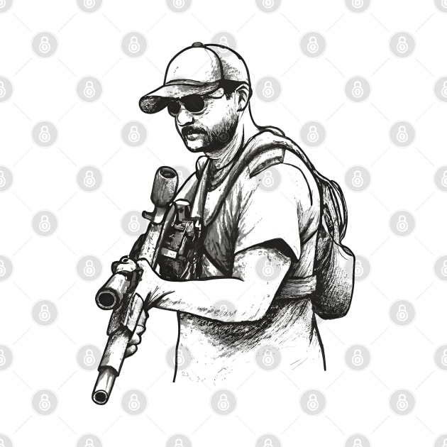 A Professional Sniper Guy Sketch Art by SimpliPrinter