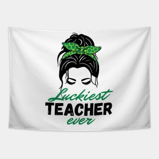 Luckiest Teacher Ever St Patricks Day women Tapestry