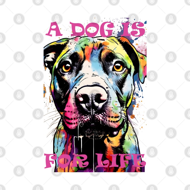 Graffiti Dog Portrait - A Dog Is For Life by Obotan Mmienu