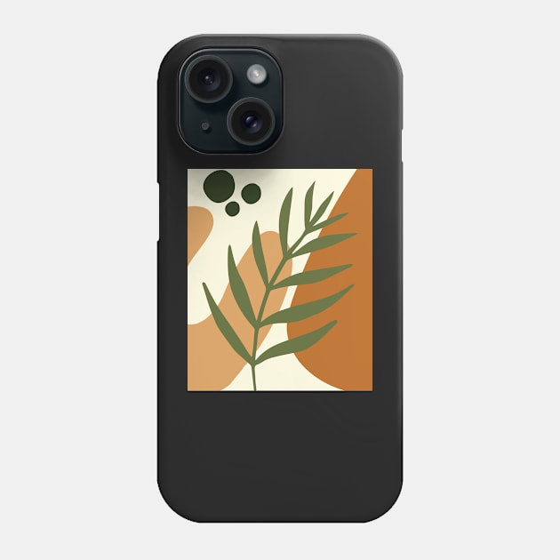 Minimal Modern  Abstract Shapes Abstract Leaf Warm Tones  Pattern Phone Case by zedonee