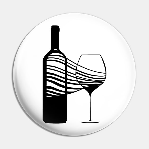 Sommelier motif - wine glass and wine bottle Pin by Unelmoija