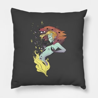 Fire Witch With Wolves Pillow