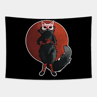 Ninja Black Cat with mask Tapestry