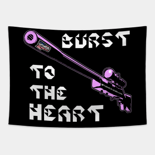 Burst To The Heart, v. Code Pink Wht Text Tapestry