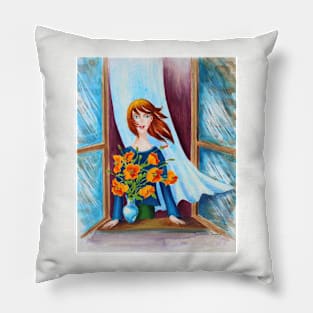 Morning Breeze Watercolor Painting Pillow