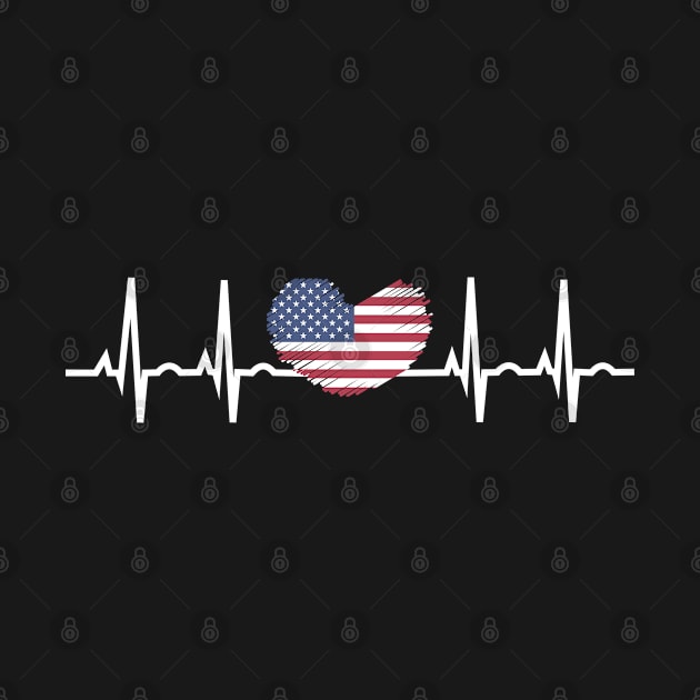 US Flag Heartbeat ECG Electrocardiography by Sal71