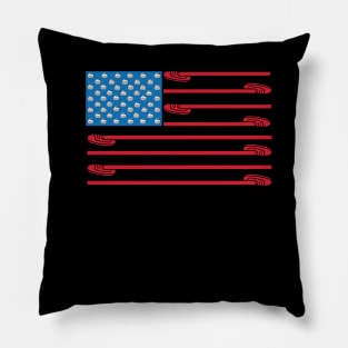 USA curler Broom Sports 4th of July American Flag Curling Pillow