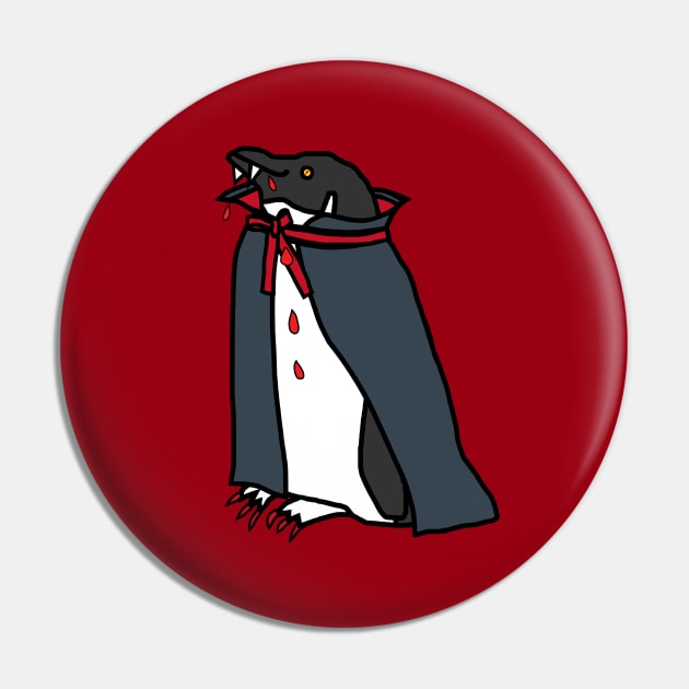 Halloween Horror Vampire Penguin Pin by ellenhenryart