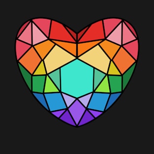 LGBTQ Pride Flag Gemstone Heart Design T-Shirt