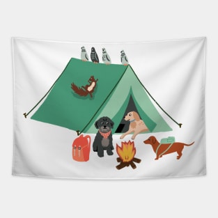 Dogs Camping Tapestry