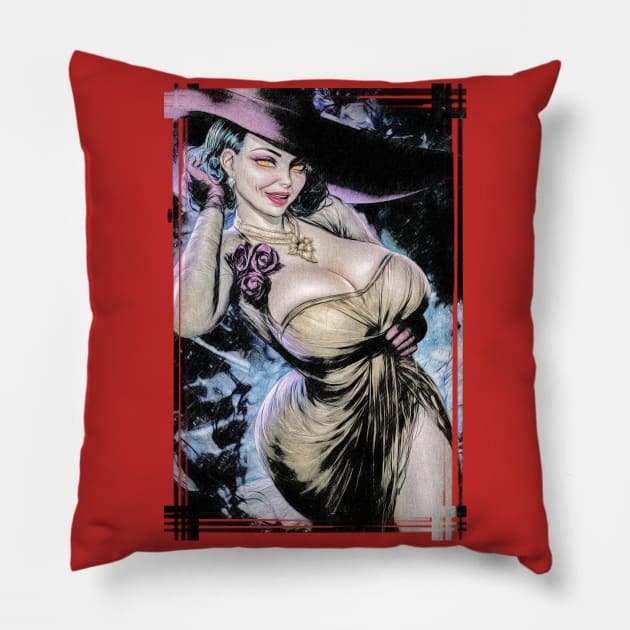 Retro Video Game Design Happy Horror Fans Pillow by Aventi