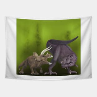 T. rex and Triceratops Tapestry