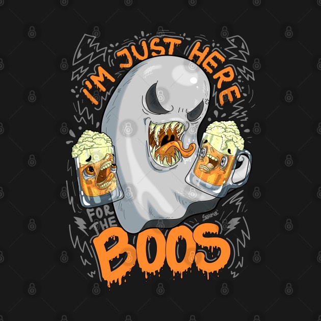 I'm Just Here For The Boos ghost and beer design by SPIRIMAL