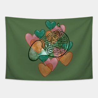 French Horn Love Tapestry