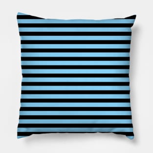 Horizontal Stripes Pattern - Black & Sky Blue Pillow