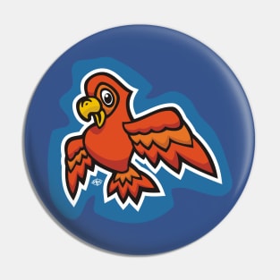 Little Red Parrot Pin