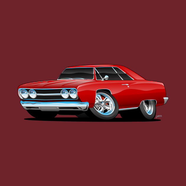 Red Hot Classic Muscle Car Coupe Cartoon by hobrath