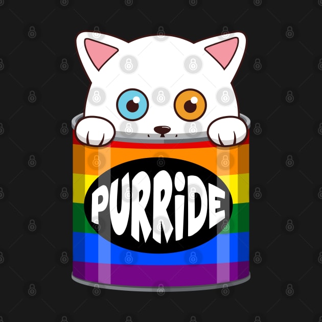 Funny White Cat Gay Pride by Luna Illustration