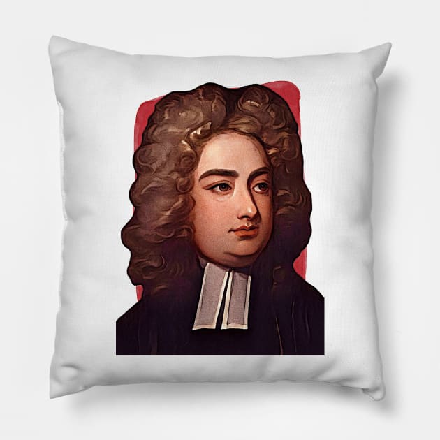 Irish Writer Jonathan Swift illustration Pillow by Litstoy 