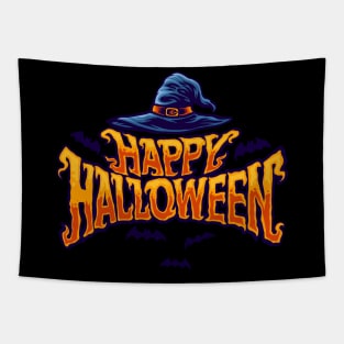 Happy Halloween Witch Hat Tapestry