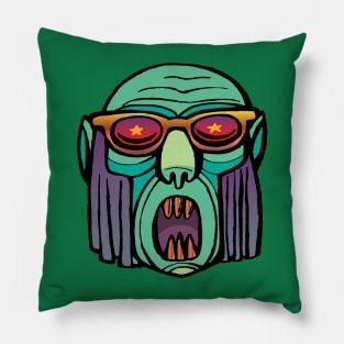 scream of a man with gold glasses Pillow