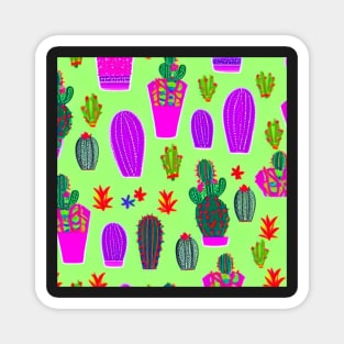 Purple Cactus Pattern Magnet