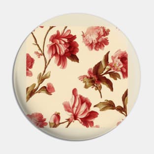 Vintage Peach and Pink Floral Pattern Muted Tones Pin