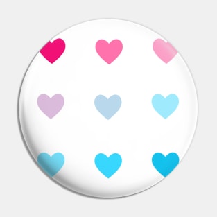 Mini Blue/Pink Hearts Sticker Pack Pin