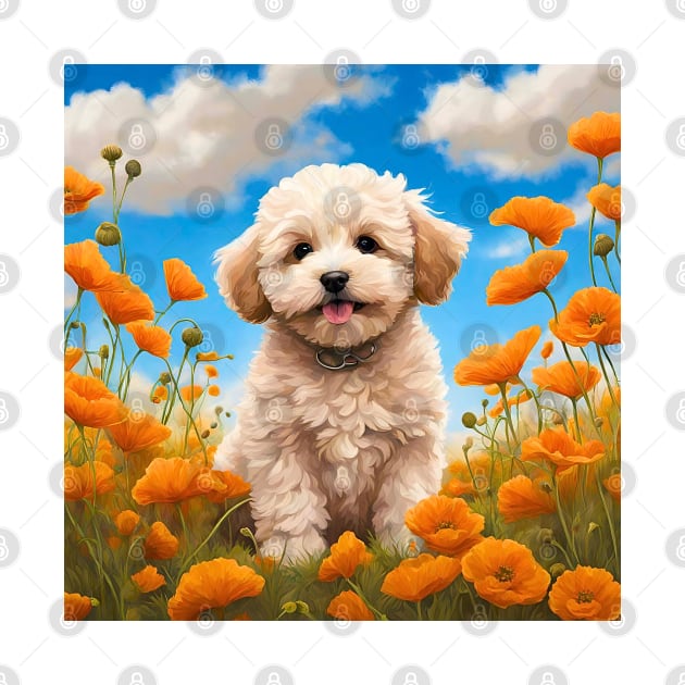 California Poppy Maltipoo Puppy by Doodle and Things