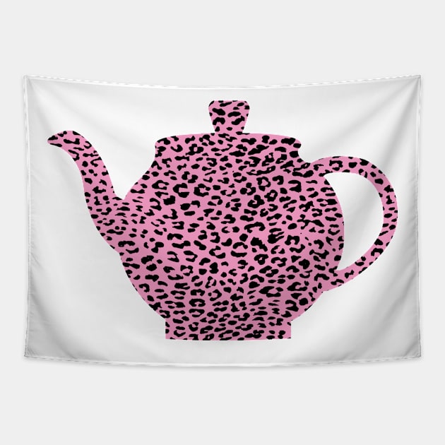 Haute Leopard Cute Tea Kettle With Pink Leopard Tapestry by Haute Leopard