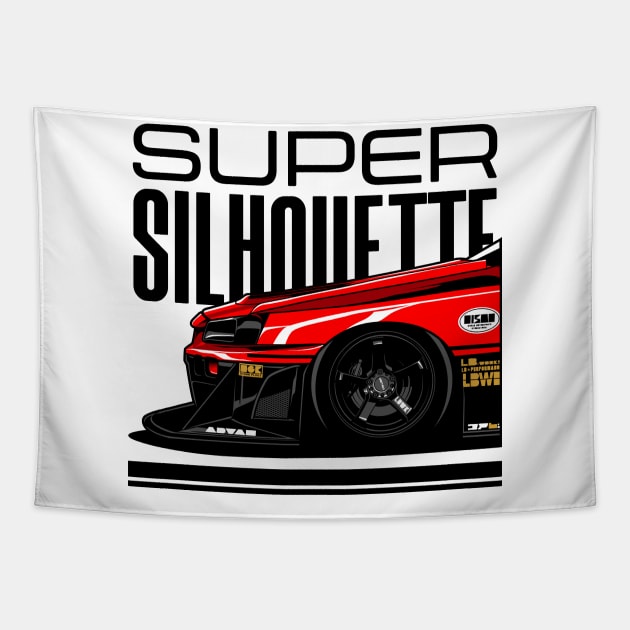 Nissan Skyline GT R 34 Super Silhouette Tapestry by aredie19