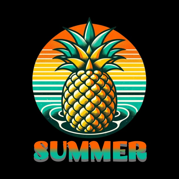 Pineapple Summer Retro Art by mieeewoArt