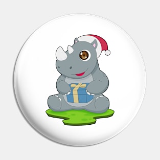 Rhino Christmas Santa hat Pin