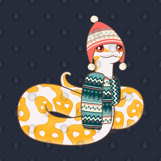 Albino Ball Python Christmas Edition by anacecilia