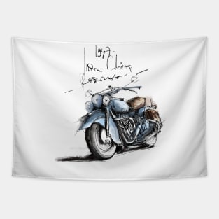 Vintage Motorcycle Sketch Tapestry