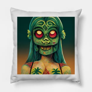 Zombie Tiki Girl Pillow