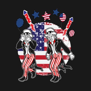 Uncle Sam Griddy Dance 4th of July Fireworks American Flag T-Shirt