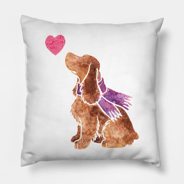 Watercolour Cocker Spaniel Pillow by animalartbyjess