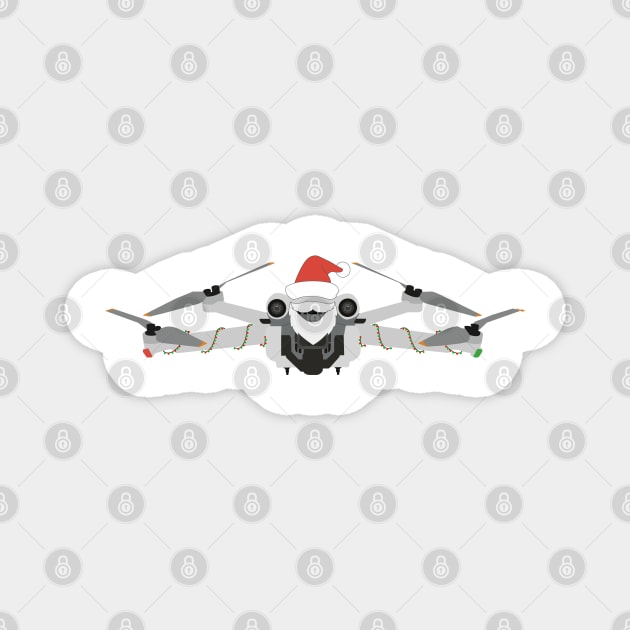 Festive DJI Mini 3 Pro Santa hat with beard and garland Magnet by Oddoty