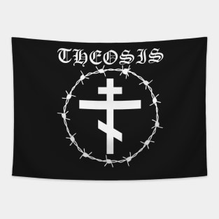 Eastern Orthodox Cross Barbed Wire Metal Hardcore Punk Theosis Pocket Tapestry