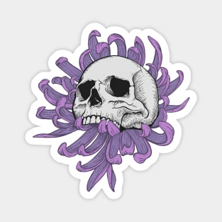 Chrysanthemum Skull Whimsigoth Design Magnet