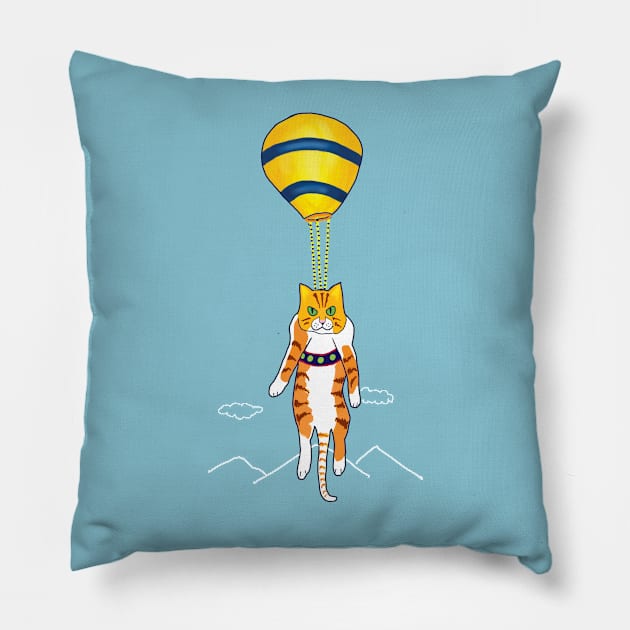 Cat Ballooning Pillow by Sam R. England